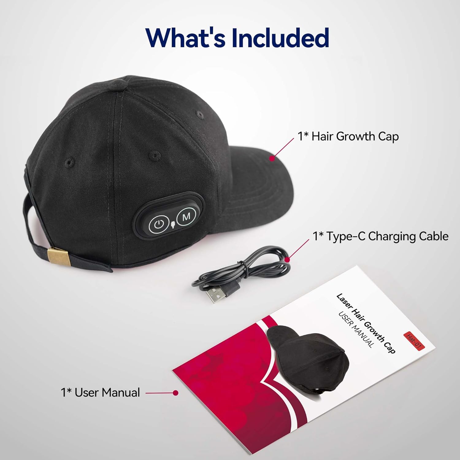 Wireless Rechargeable Red Light Therapy Cap for Hair Growth - FDA Cleared, Laser Hair Regrowth Device for Men and Women to Support Hair Regrowth
