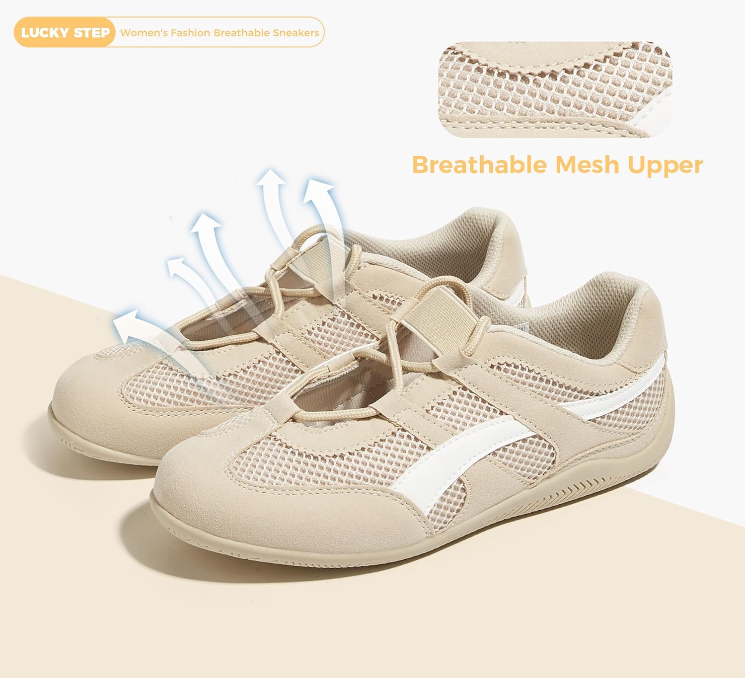 LUCKY STEP Women's Retro Casual Fashion Sneakers - Classic Thin Sole Walking Shoes - Lightweight Running Tennis Trainer Shoe - Non Slip Work Footwear - Image 5