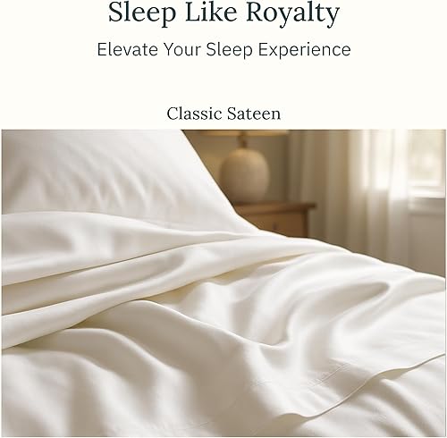 Miniatura 8 de Sábanas de cama de lujo 100% algodón egipcio certificado, sábanas King para cama tamaño King, juego de sábanas y fundas de almohada de 4 piezas con