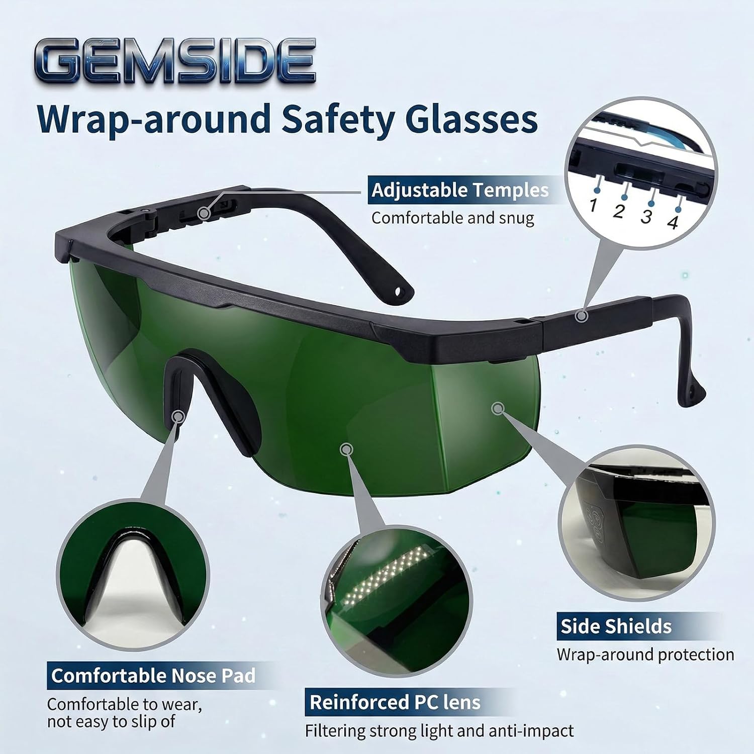 Welding Safety Glasses Welding Goggles, Shade 5 Pro Dark Green Tinted Lenses, Wraparound Anti-Impact Eye Shield, UV Protection Anti-Scratch Glasses for Plasma Torch Cutting Soldering Brazing Work