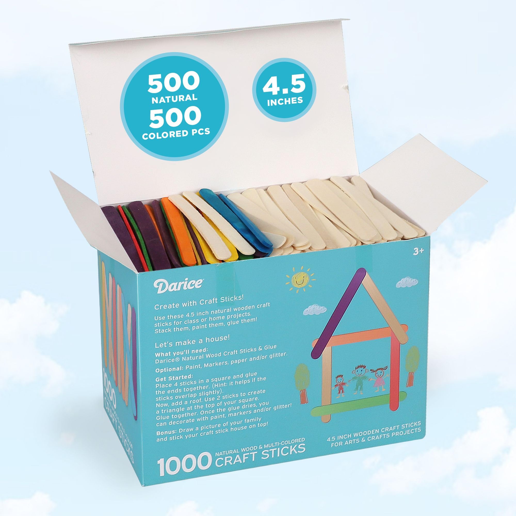 1000 Bunte Eisstiel-Stäbchen Zum Basteln - 11,4 Cm, Regenbogenfarben, Für DIY & Kinder