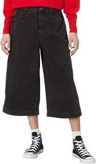 Women's Black Denim Culotte in Jonston Wash
