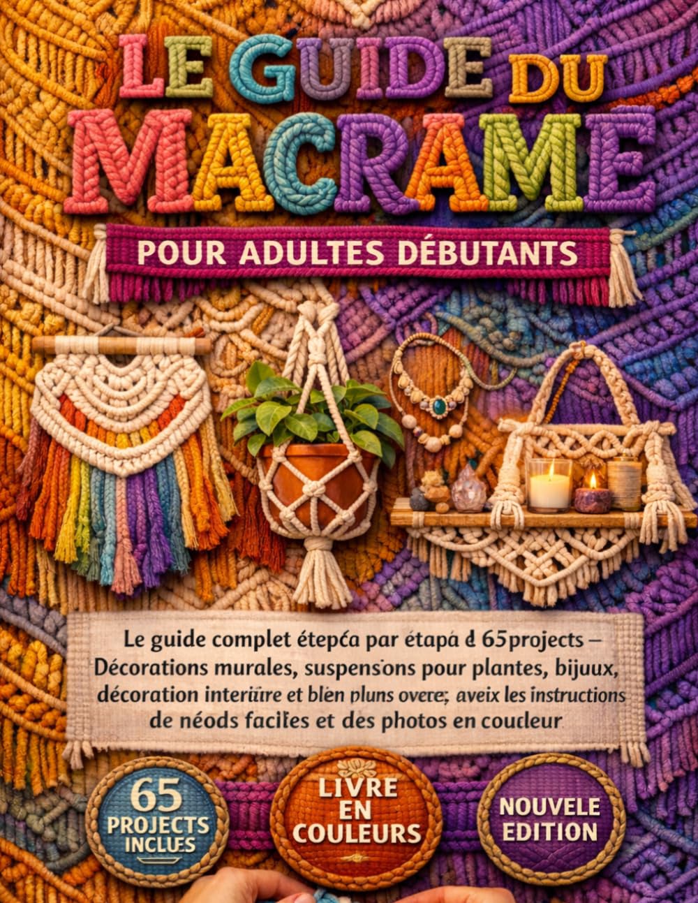 LE GUIDE DU MACRAMÉ POUR ADULTES DÉBUTANTS: Le guide complet étape par étape de 65 projets - Décorations murales, suspensions pour plantes, bijoux, ... de nœuds faciles et des photos en couleur