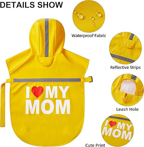 Miniatura 2 de GreenJoy Impermeable para perro con bonito patrón, poncho impermeable para perro con capucha, chaqueta impermeable para perro con tiras reflectantes