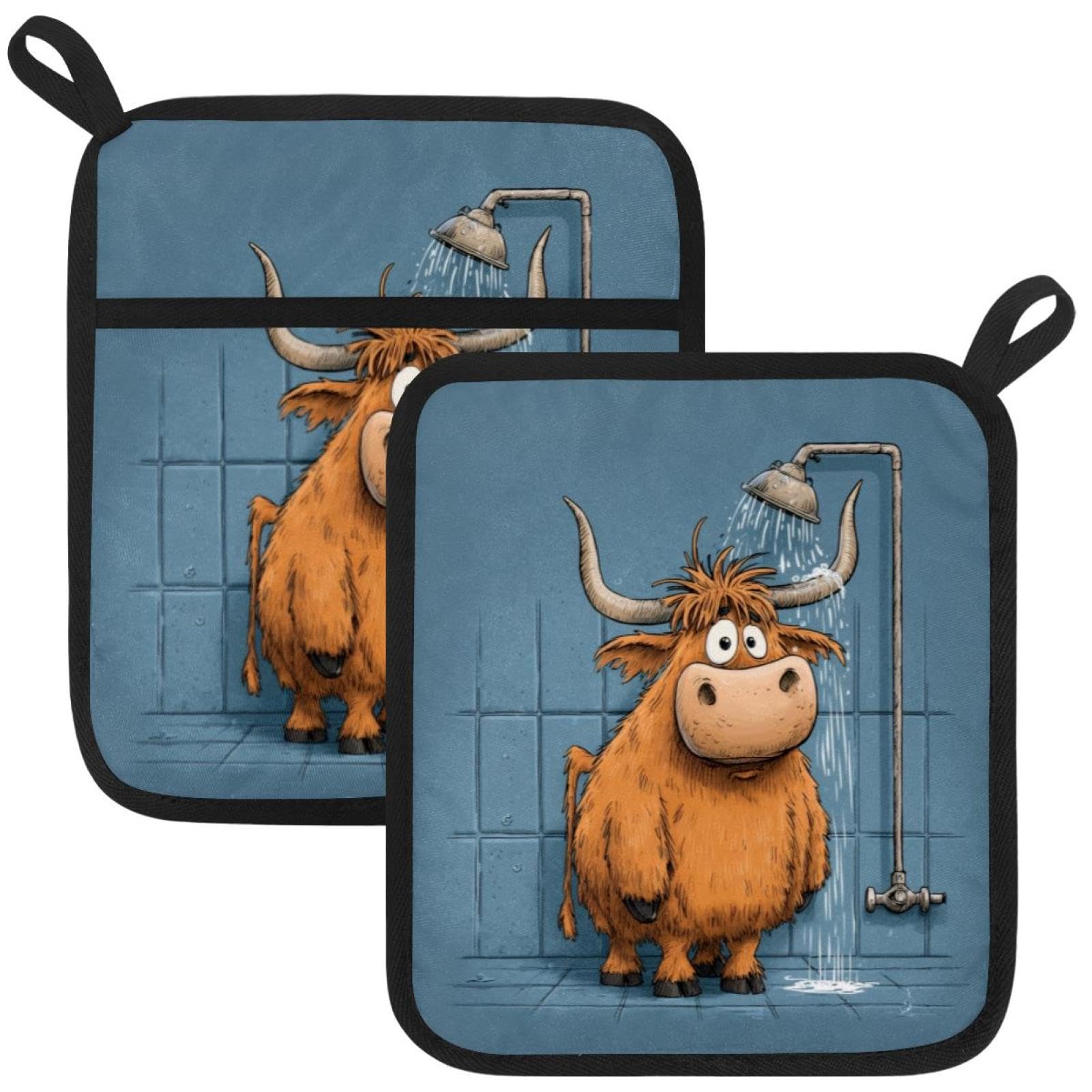 Soportes para ollas de vaca resistentes al calor con forro de algodón para cocina, 2 piezas