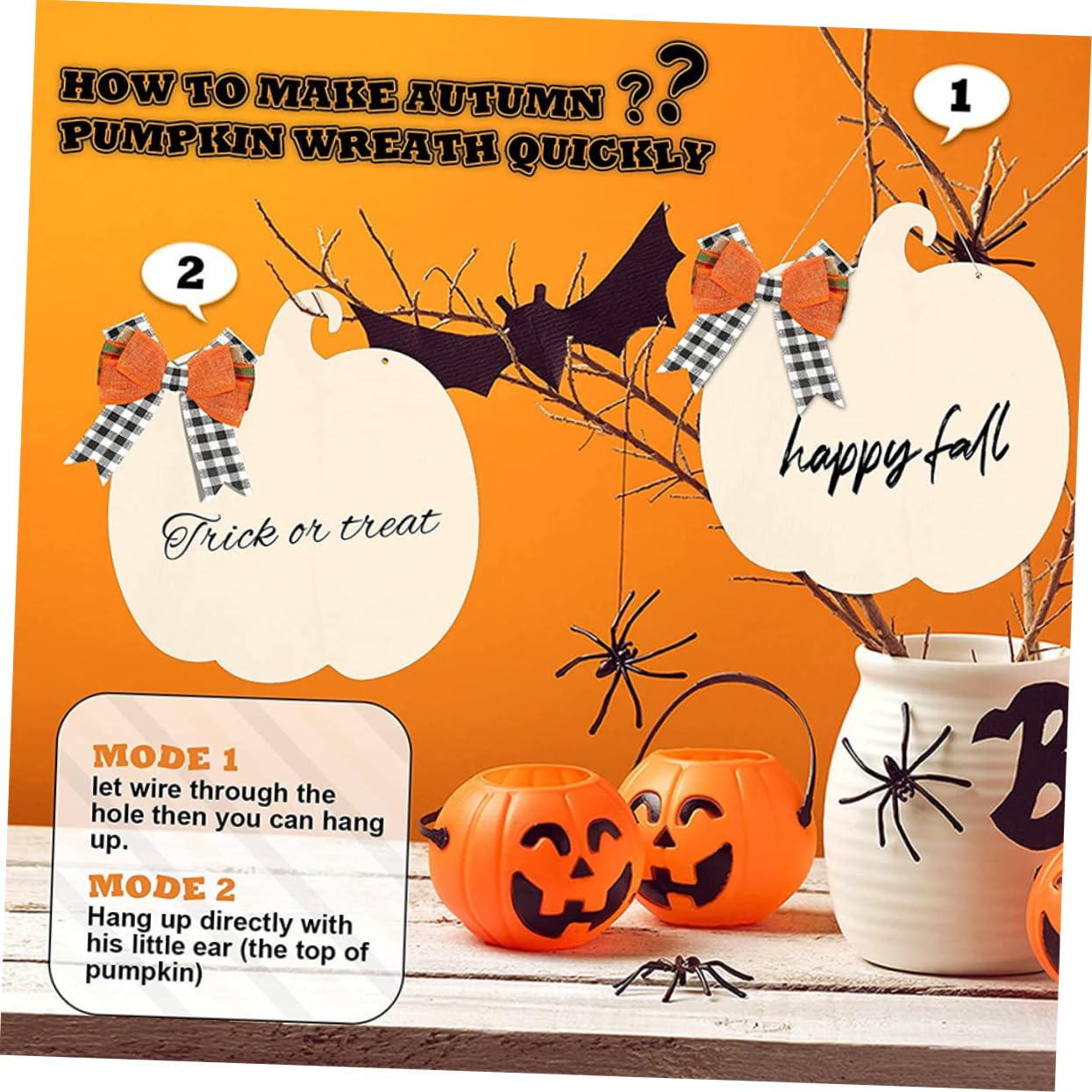 4 Juegos de Cintas Colgantes de Calabaza para Manualidades de Halloween, Cintas Decorativas Colgantes para decoración de Calabazas de otoño y decoración del hogar de Halloween