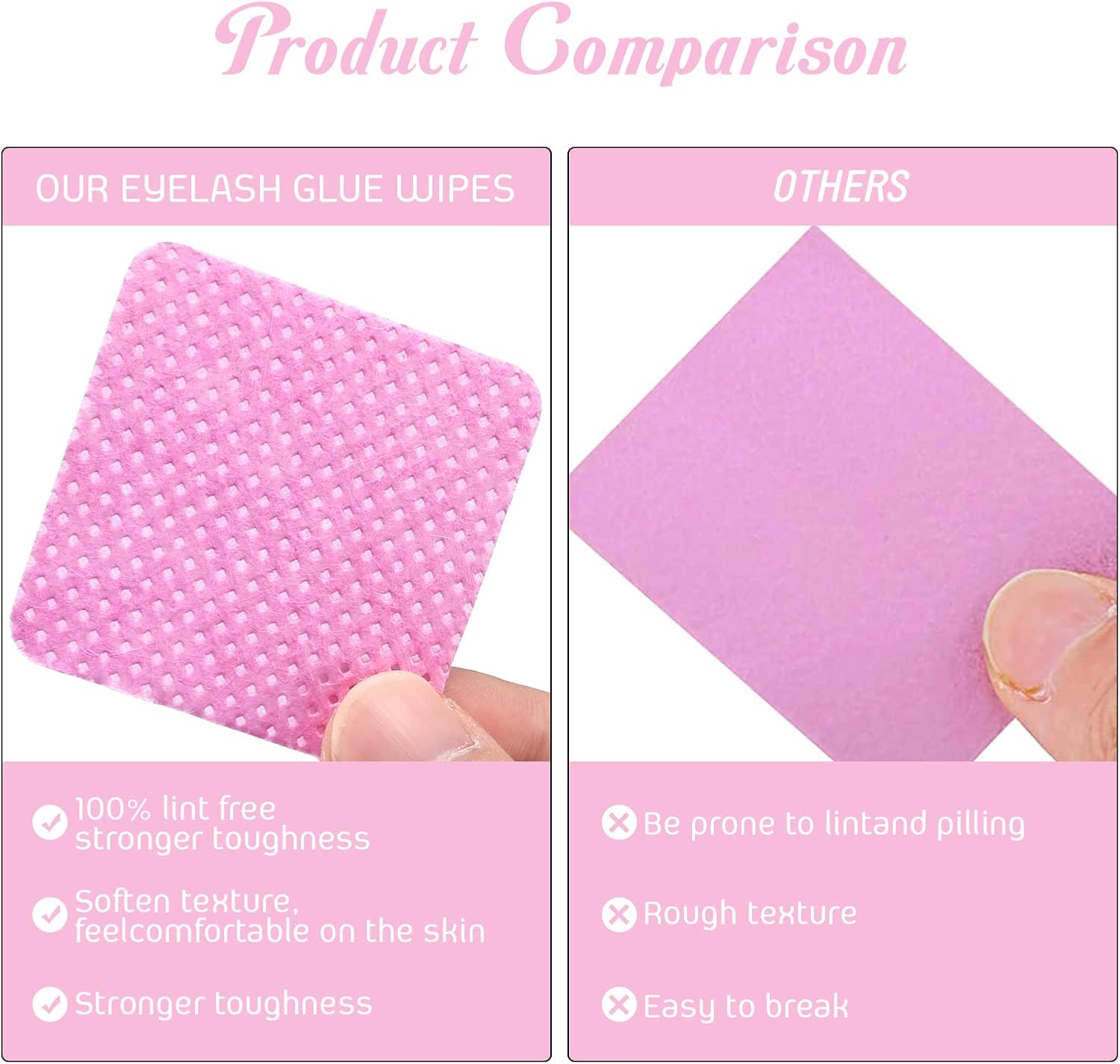 G2PLUS Cleaning Cotton Pads, 600PCS Lint Free Pads, Pink Makeup Remover Pad for Face, Fingernail