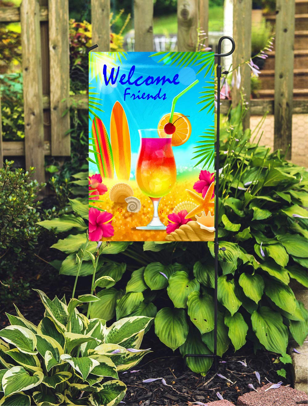 Texupday Gartenflagge „Welcome Lemon Trio“ – Doppelseitig, Sackleinen, 30,5x45,7 Cm