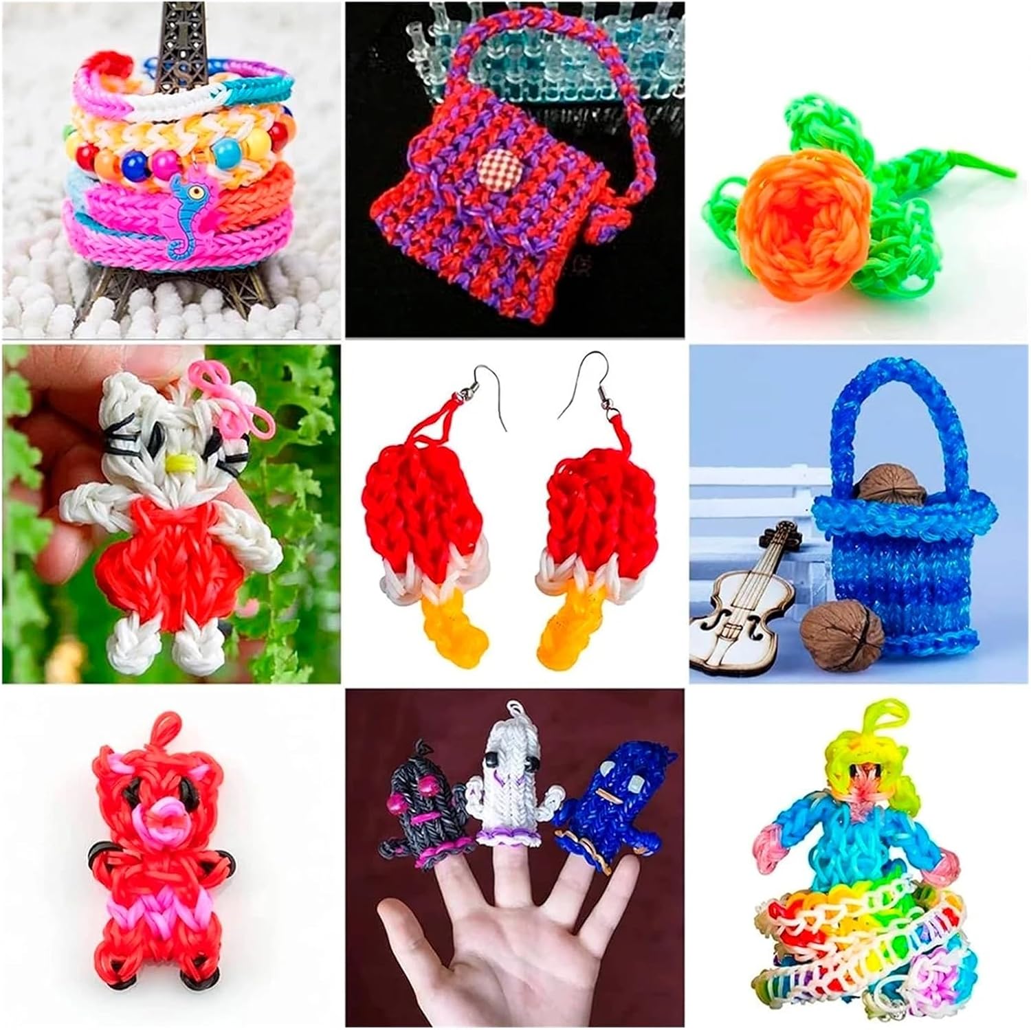 Yiodauh Bracelet Making Kit Creative Seven-Color Woven Fabric Band Set, Rainbow Bracelet Making, DIY Rubber, Birthday Gift Craft