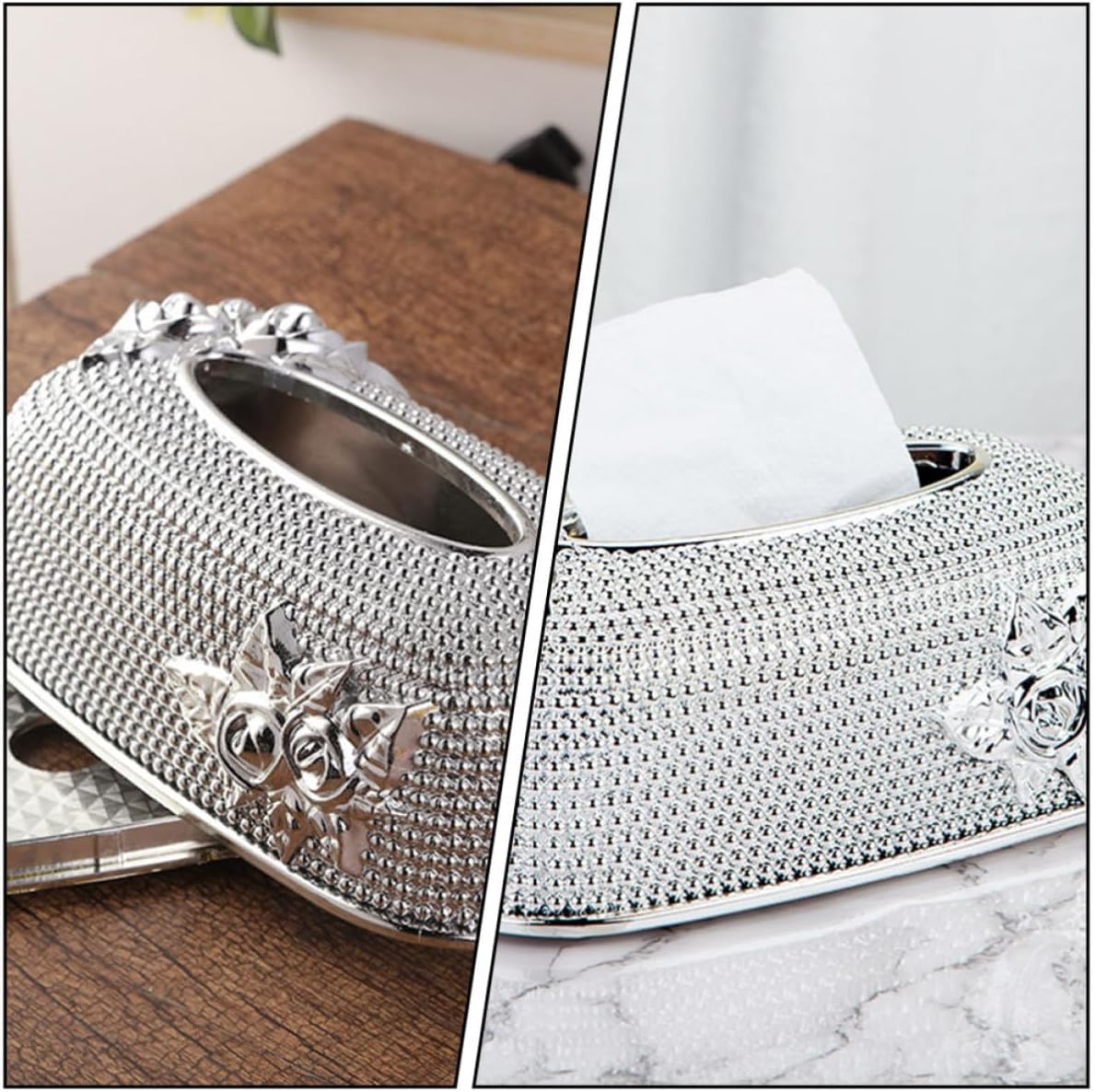 Silver Acrylic Napkin Box Decorative Tissue Holder for Hotel and Cafés, Modern Household Furnishing, Stylish and Elegant Paper Napkin Dispenser for Tabletop Use