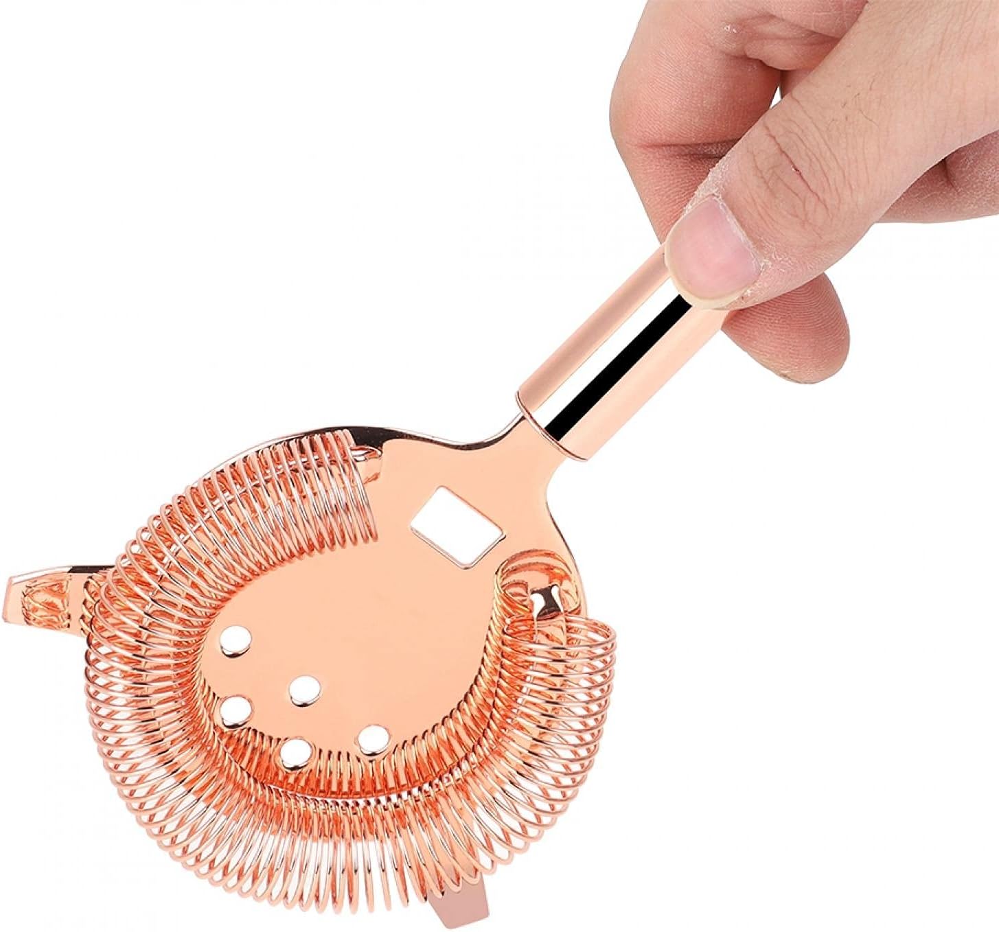 Lightweight Practical Cocktail Strainer, Bar Strainer, for Bartenders Mixologists(Large rose gold)