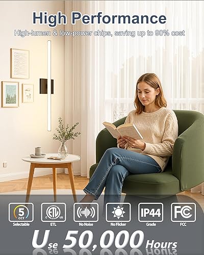 Miniatura 6 de Accesorios de iluminación de baño sobre espejo, 24 pulgadas, 16 W, IP44, luces de tocador modernas, 5CCT ajustables (2700K a 6000K), luces LED de