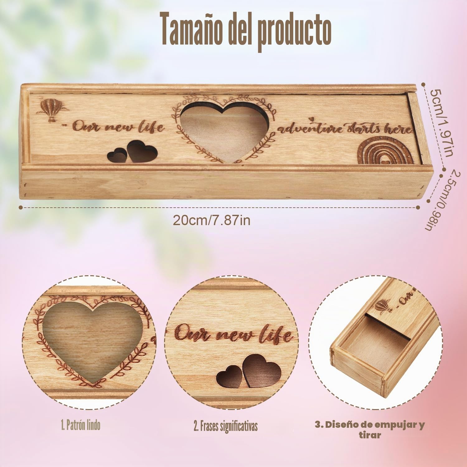 Caja para Prueba de Embarazo, Hueca en Forma de Corazón Anuncio de Caja de Embarazo de Madera con Carta Caja de Regalo de Embarazo de Colección de Recuerdos para la Familia de Papá