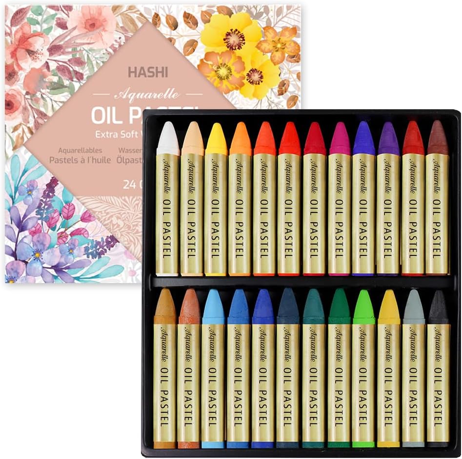 Water-Soluble Oil Pastels for Artists 24 Colors, Soft Watercolor Art Sticks, Premium Art Supplies for Adult Artists - Blendable, Vibrant Hues, Korean Craftsmanship