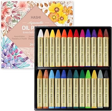 HA SHI Water-Soluble Oil Pastels for Artists 24 Colors, Soft Watercolor Art Sticks, Premium Art Supplies for Adult Artists - Blendable, Vibrant Hues, Korean Craftsmanship