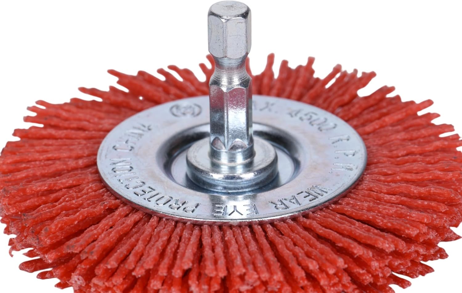 Century Drill & Tool 77431 3" Coarse Nylon Radial Brush, 80 Grit, 1/4" Quick Change Shank, 4,500 RPM - Nylon Bristles for Metal, Wood, Plastic, Masonry