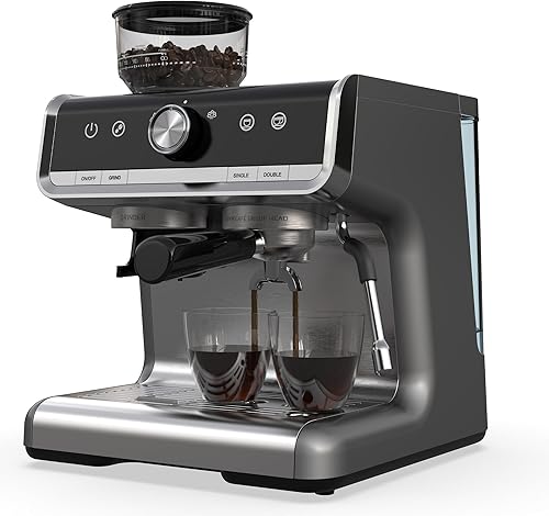 Miniatura 1 de Máquina de café expreso, 20 bares, máquina de capuchino espresso con espumador de leche, tanque de agua extraíble de 2.8 L, máquina de café expreso