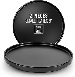 Small Dinner Plates Set of 2, 7.5" Stoneware Plates, Stylish Salad Plates, Dessert Plates Ceramic, Dishwasher and Microwave Safe Matte Black Ceramic Plates, Appetizer Plates, Ceramic Plate Set