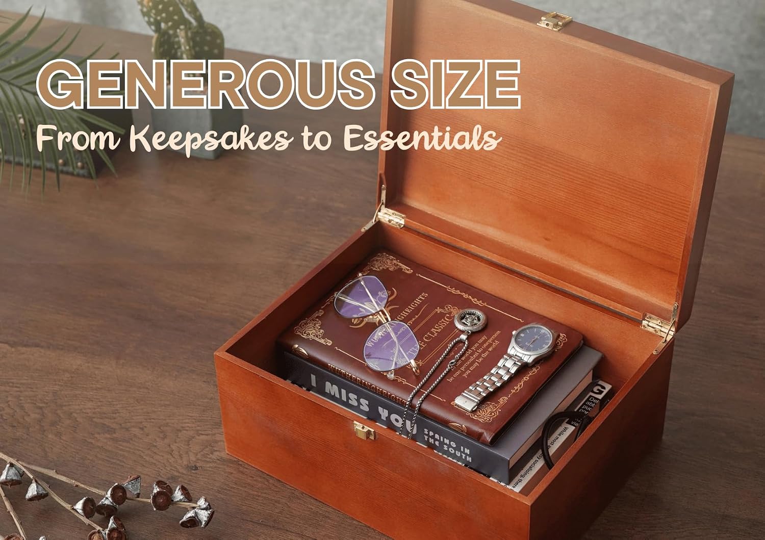 InnoBeta Personalized Keepsake Box, Wooden Storage Boxes, Large Keepsake Boxes with Lid for Memory Treasure, Initial G