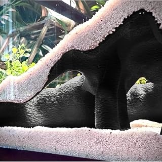 Aquarium Decor, 3D Printed Natural Tunnel Pleco Cave, Fish Hideout Decor for Cichlid, Clown Loach & Kuhli Loach(Black,20.6 * 15 * 7.3)