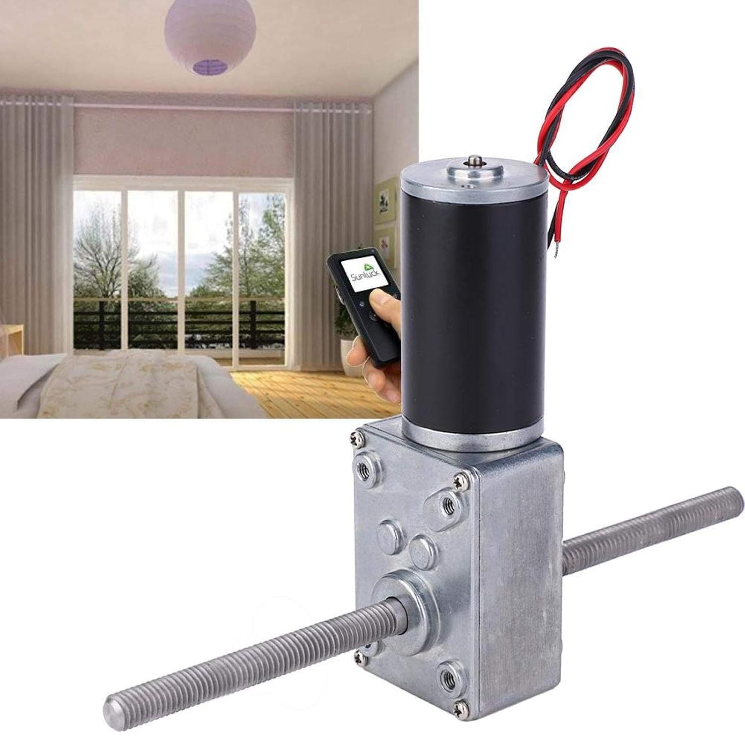 Durable 12V DC High Torque Gear Motor with M8 Output Shaft Double Right Hand Thread Speed Reducer Motor 17:1 Reduction Ratio for Robotics Automation and Industrial Applications