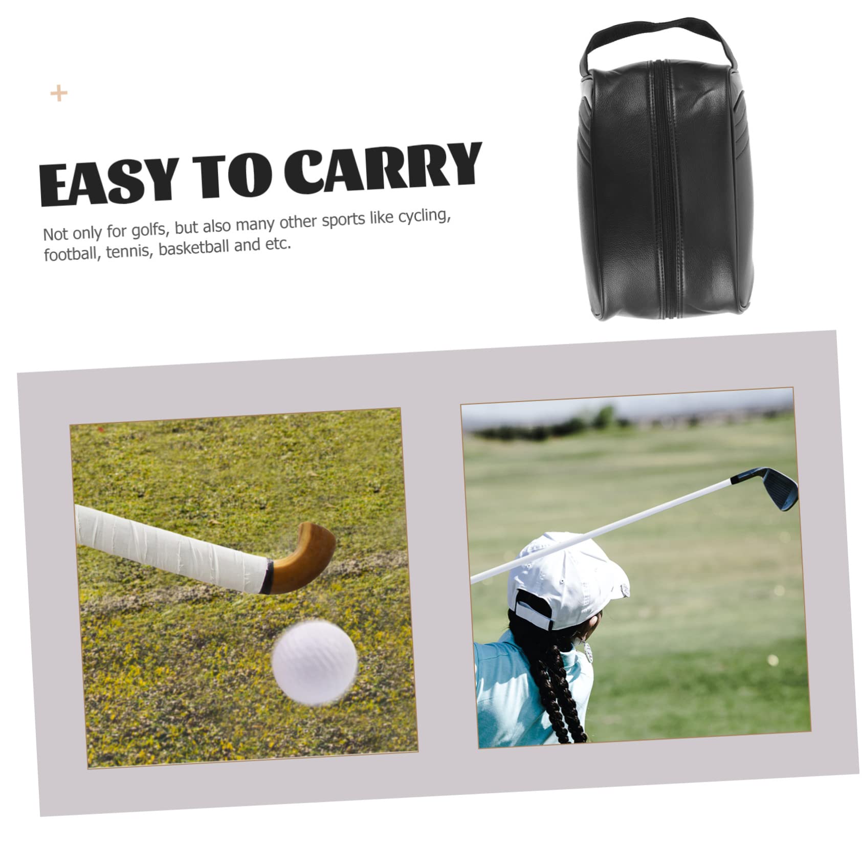 Bolsa para Zapatos de Golf Portátil, Negra, de Cuero