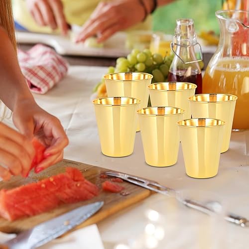 Miniatura 7 de WANGDEFA 10 vasos de chupito dorados de 2 onzas a granel, divertidos vasos de chupito de acero inoxidable para boda, padrinos de boda, vasos de