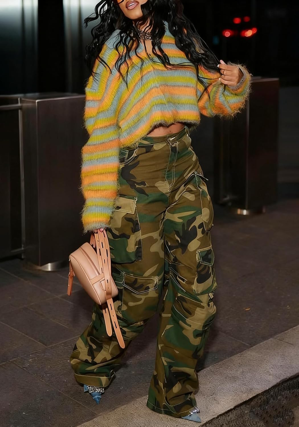 Tbahhir Women Cargo Jeans Baggy High Waisted Straight Leg Denim Pants Multi-Pockets Y2K Trousers Loose Casual Fall - Image 2