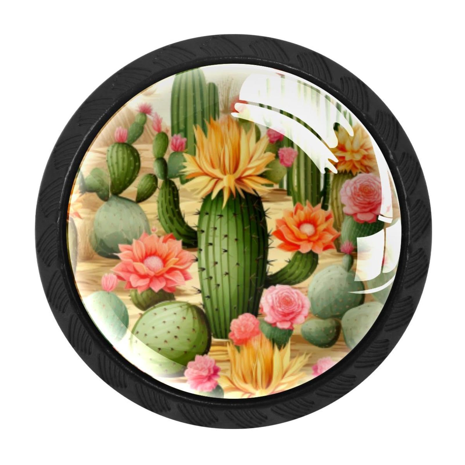 CHENZZZZ 4 Pieces Cactus Drawer Knobs, 35mm Black Cabinet Knobs, Drawer Pulls and Knobs, Dresser Drawer Knobs, Cabinet Hardware Kitchen Cabinet Knobs