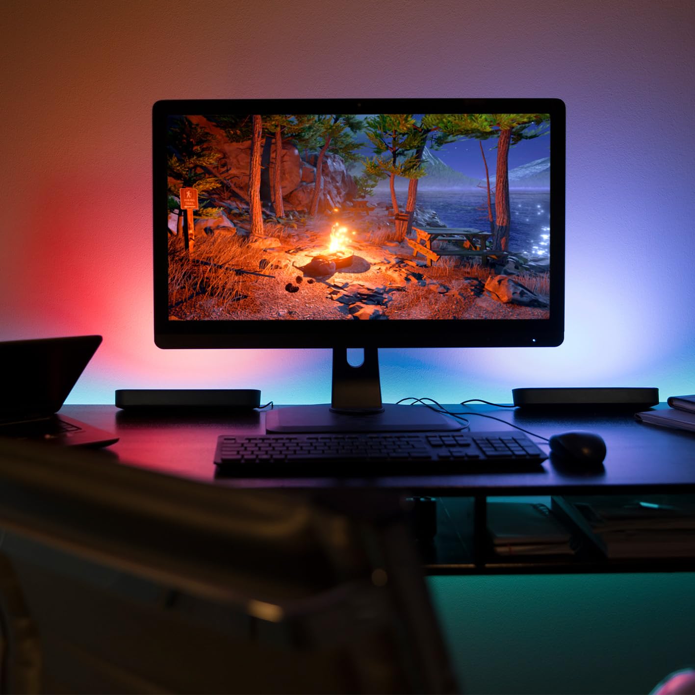 Philips Hue White and Color Ambiance Lampada da Tavolo LED Smart Play e Hue Bridge, Con Alimentatore Incluso, 2 pezzi, Nero