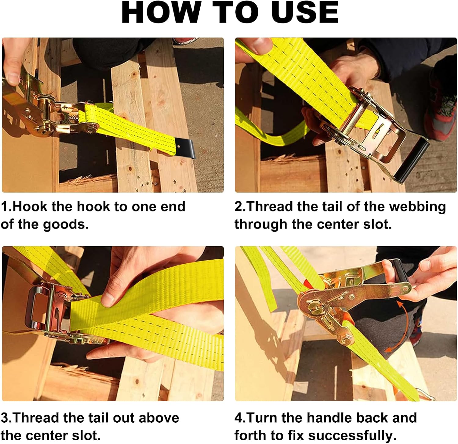 12Pack Truck Ratchet Straps Heavy Duty Yellow J Hook 2 inch x 27ft Truck Tie Down Straps Cargo Straps Ratcheting 6600lbs Working Load, 10000lbs Break Srength