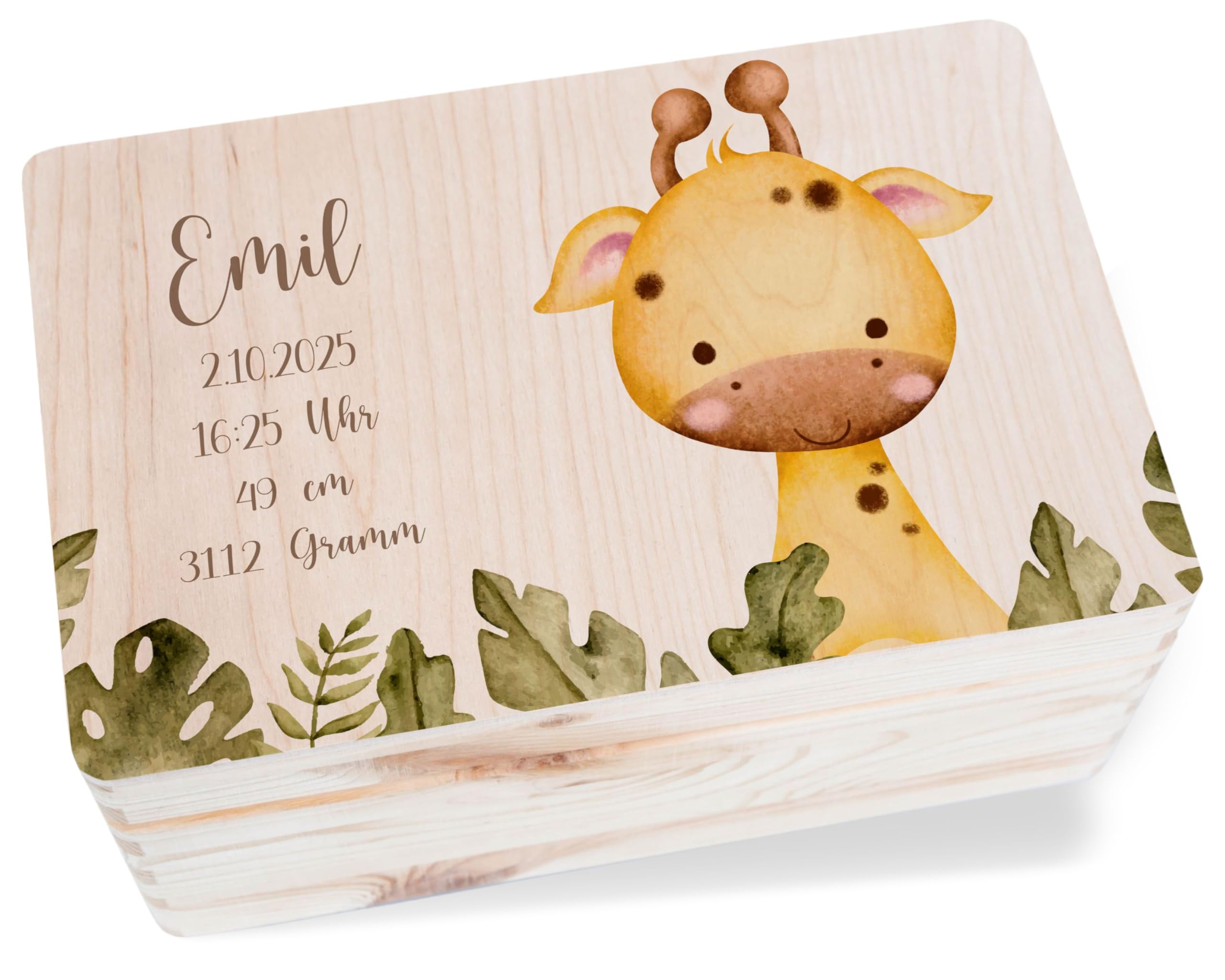 Holz Erinnerungsbox Baby - Personalisiert Mit Pferdemotiv 30x20x14cm