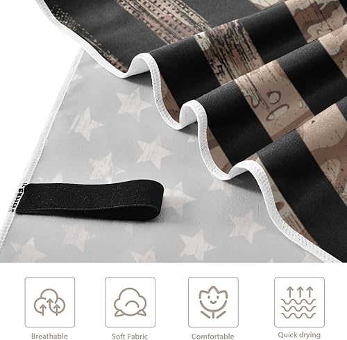 Miniatura 2 de senya Toallas de playa finas para mujeres y hombres, bandera estadounidense con camuflaje del desierto, toallas de playa de gran tamaño de secado