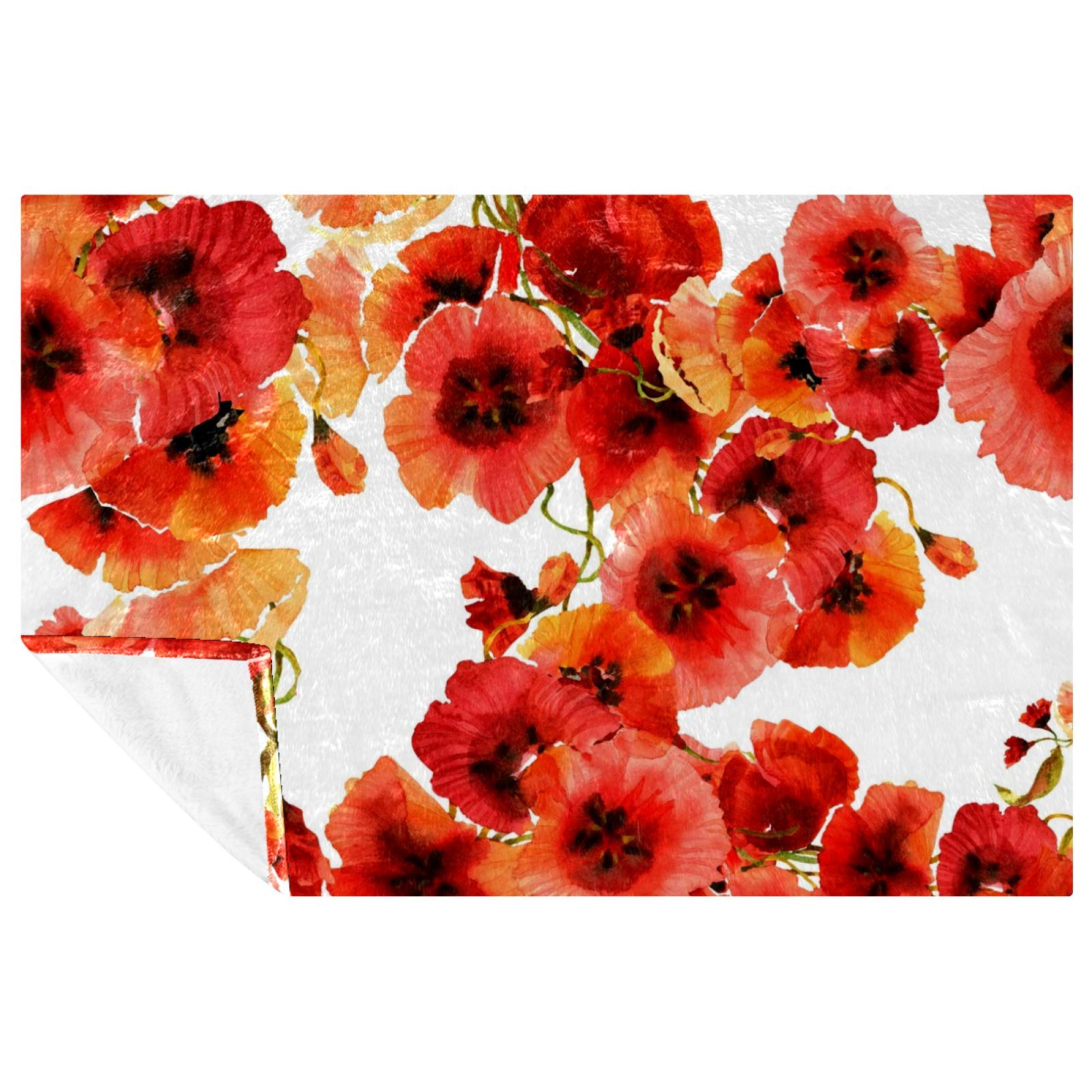 Plaid coquelicots chaud et isolant pour lit et pique-nique
