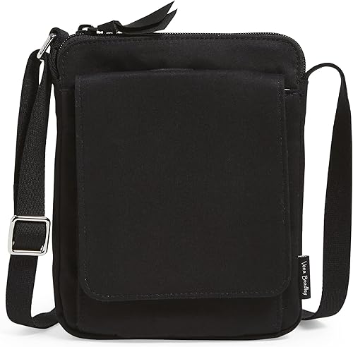 Vera Bradley Mini bolso cruzado hipster de algodón para mujer con protección RFID, Negro algodón reciclado