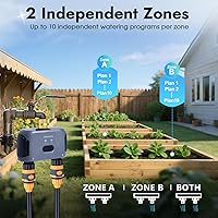 Vista 6 de Temporizador de agua WiFi de 2 zonas, entrada de latón, temporizador de aspersor para manguera de jardín, control remoto por aplicación