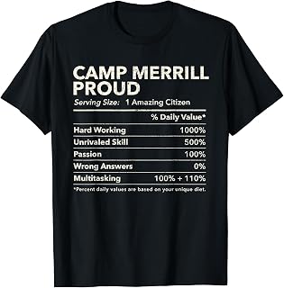 Camp Merrill, Massachusetts Proud Nutrition Facts T-Shirt