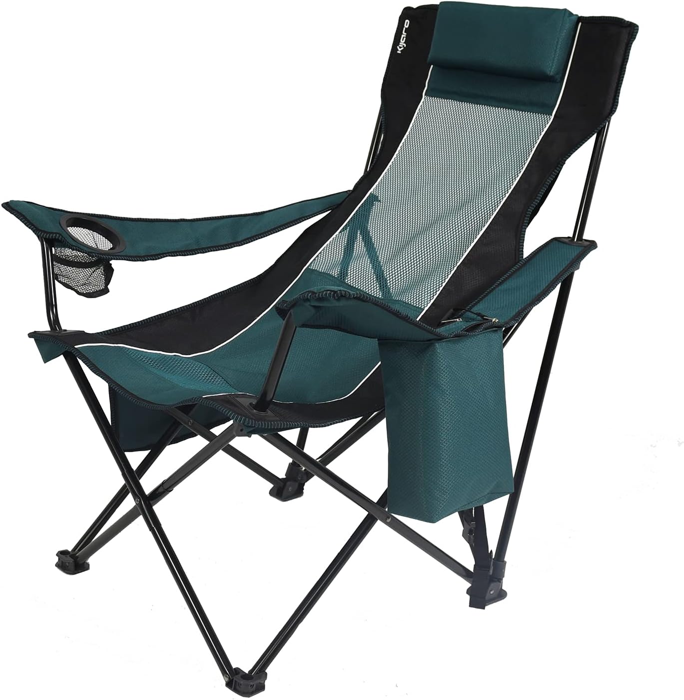 Kijaro Sling Folding Camping Chair - Enjoy The Outdoors in This Outdoor Chair with a Built-in Cup Holders and Side Organizer OR Side Cooler - Includes a Detachable Pillow