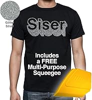 Vista 2 de Siser Rollo de vinilo de transferencia de calor con purpurina plateada, incluye espátula amarilla (6.9 x 10 pulgadas)