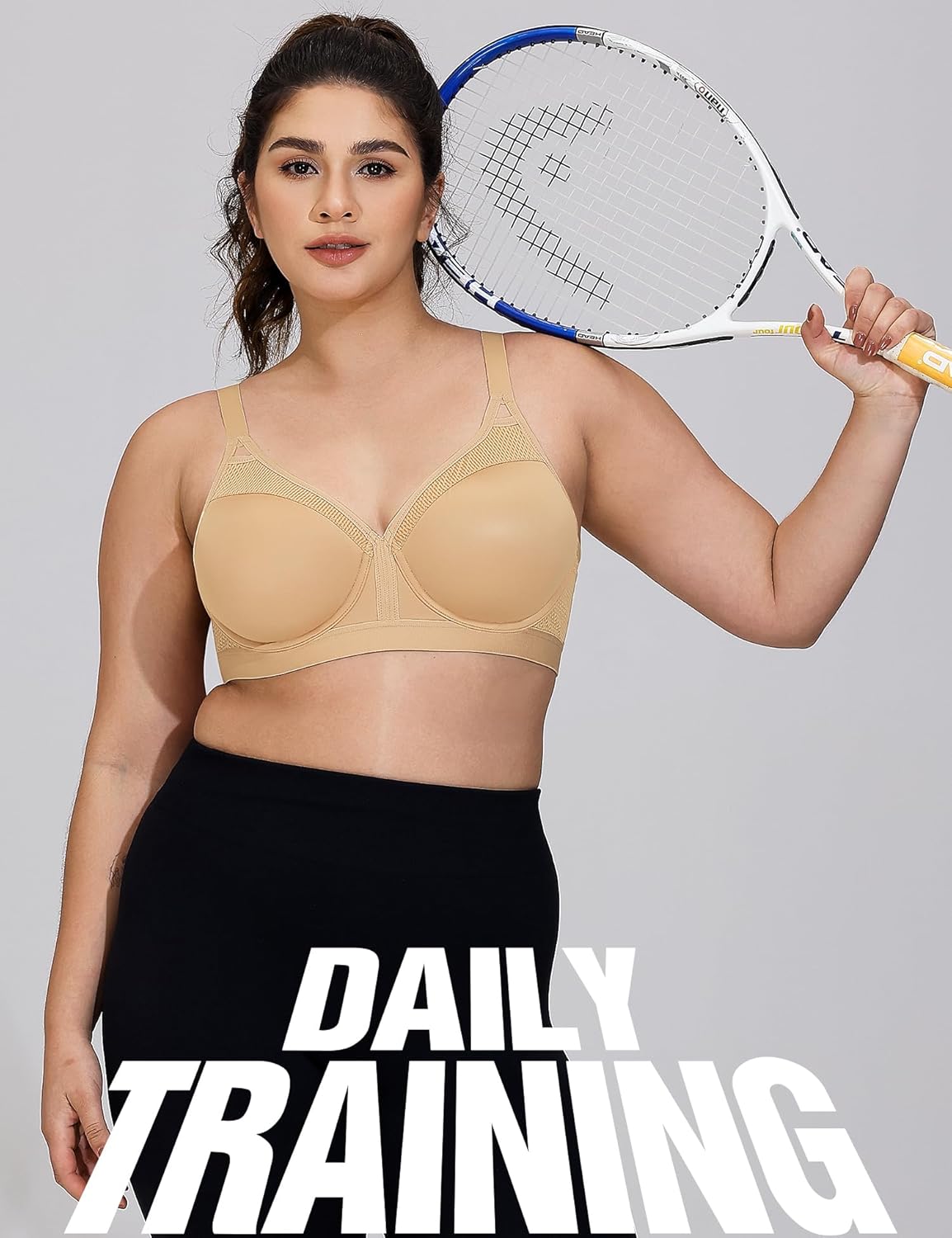 ZeroBound Women's Sports Bra High Impact Lightly Lined Underwire V Neck Full Figure Running Workout Bras - Image 5