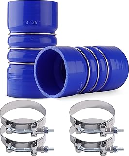 3" X 6" Silicone Charge Air Cooler Hump Hose for Semi Trucks with T-Bolt Clamps Set, 3 inch ID Turbo, Air Intake and Intercooler CAC Hose Kit,2PCS Blue