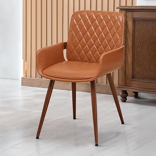 Miniatura 16 de LUNLING Juego de 2 sillas de comedor modernas de mediados de siglo, sillas de cocina de piel sintética, marco de madera curvada con reposabrazos,