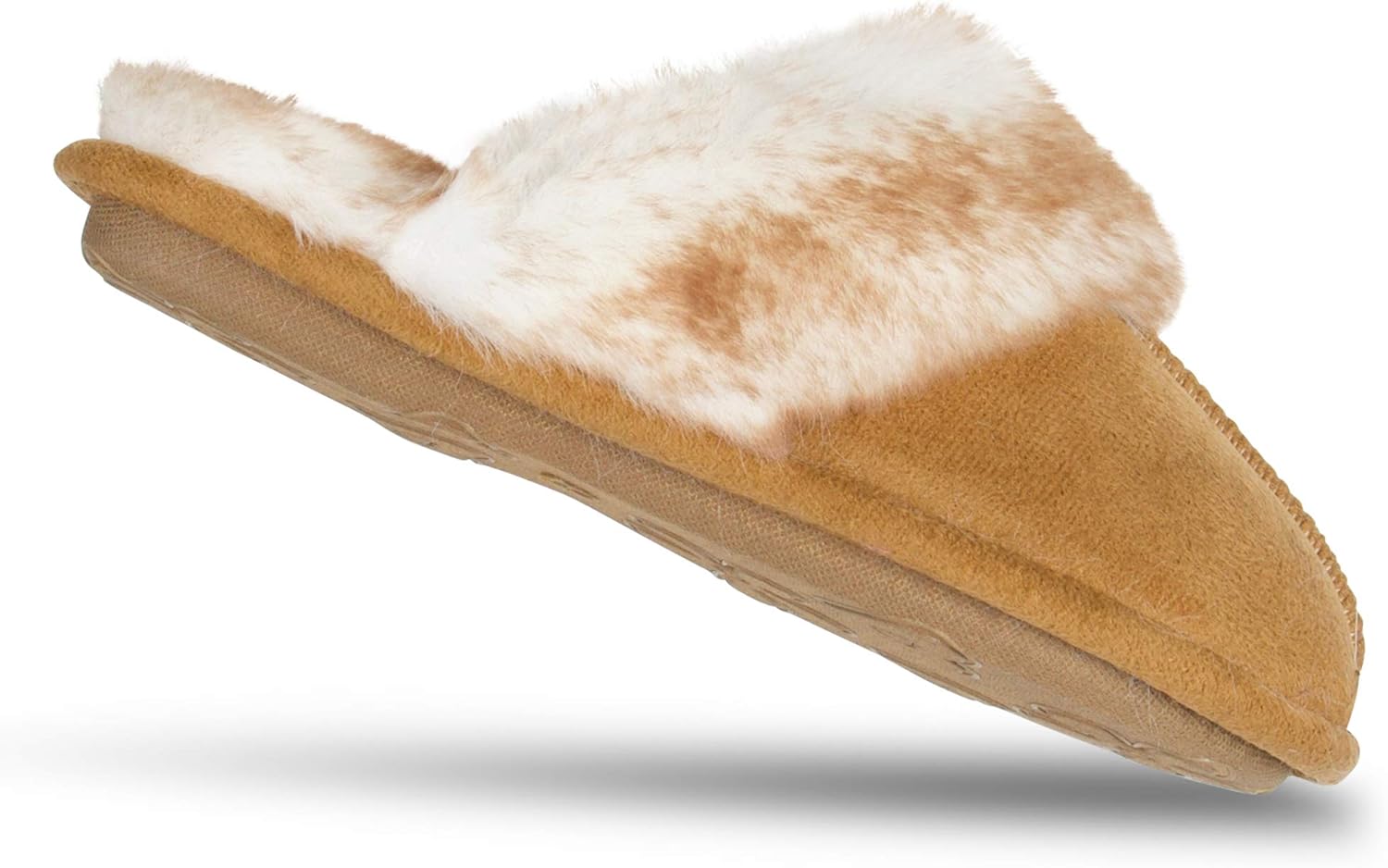 Jessica Simpson womens Comfy Faux Fur House Slipper Scuff Memory Foam Slip on Anti-skid SoleSlipper - Image 6