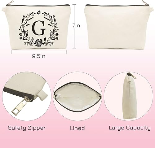 Miniatura 6 de Mcapirivo Bonita bolsa de maquillaje pequeña blanca personalizada, pulsera de pulsera con cuentas de silicona, llavero con inicial, bolsa de