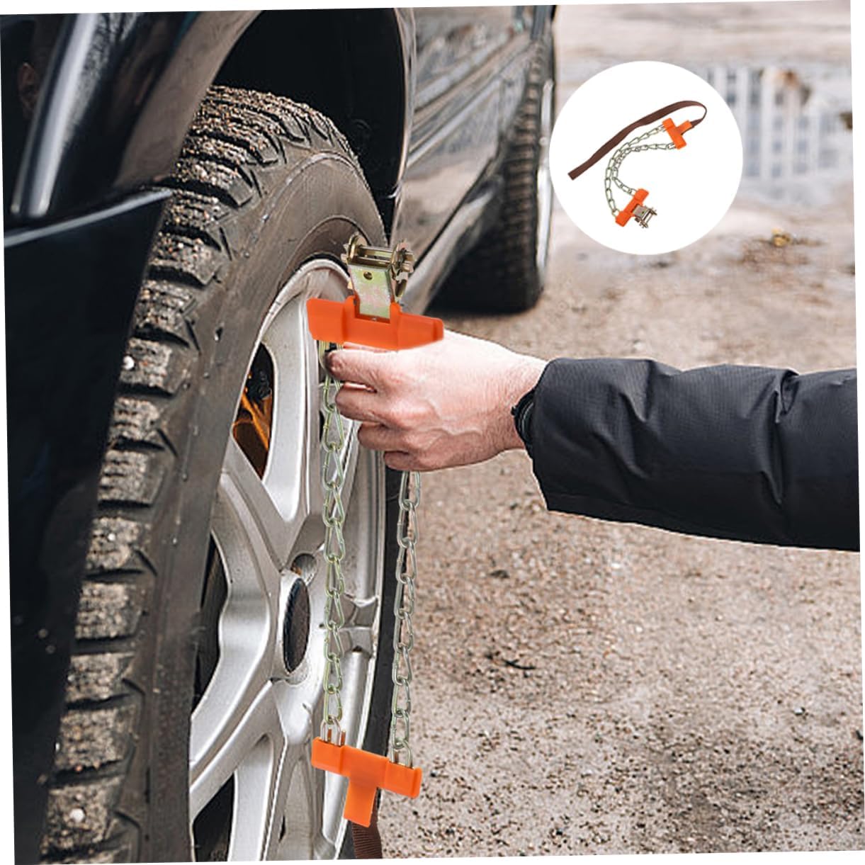 Cabilock Snow Chain for Cars Universal Chains Set for Small Cars and SUVs Reusable Winter Emergency Enhanced Traction for Snow and Ice