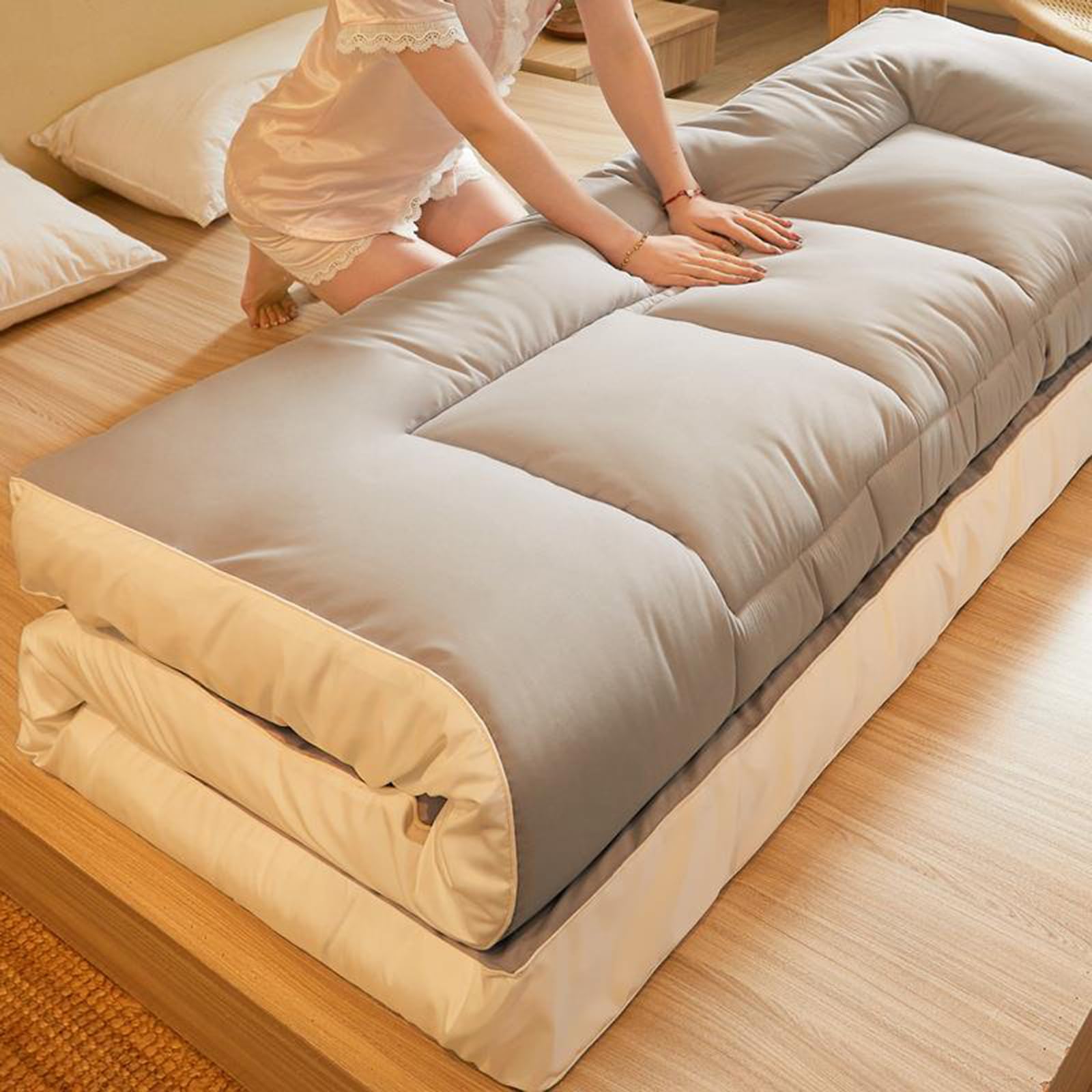 Colchón portátil grueso para camping, sofá cama plegable enrollable, extra 200 x 220 cm, verde jade, perfecto para aventuras al aire libre y relajación