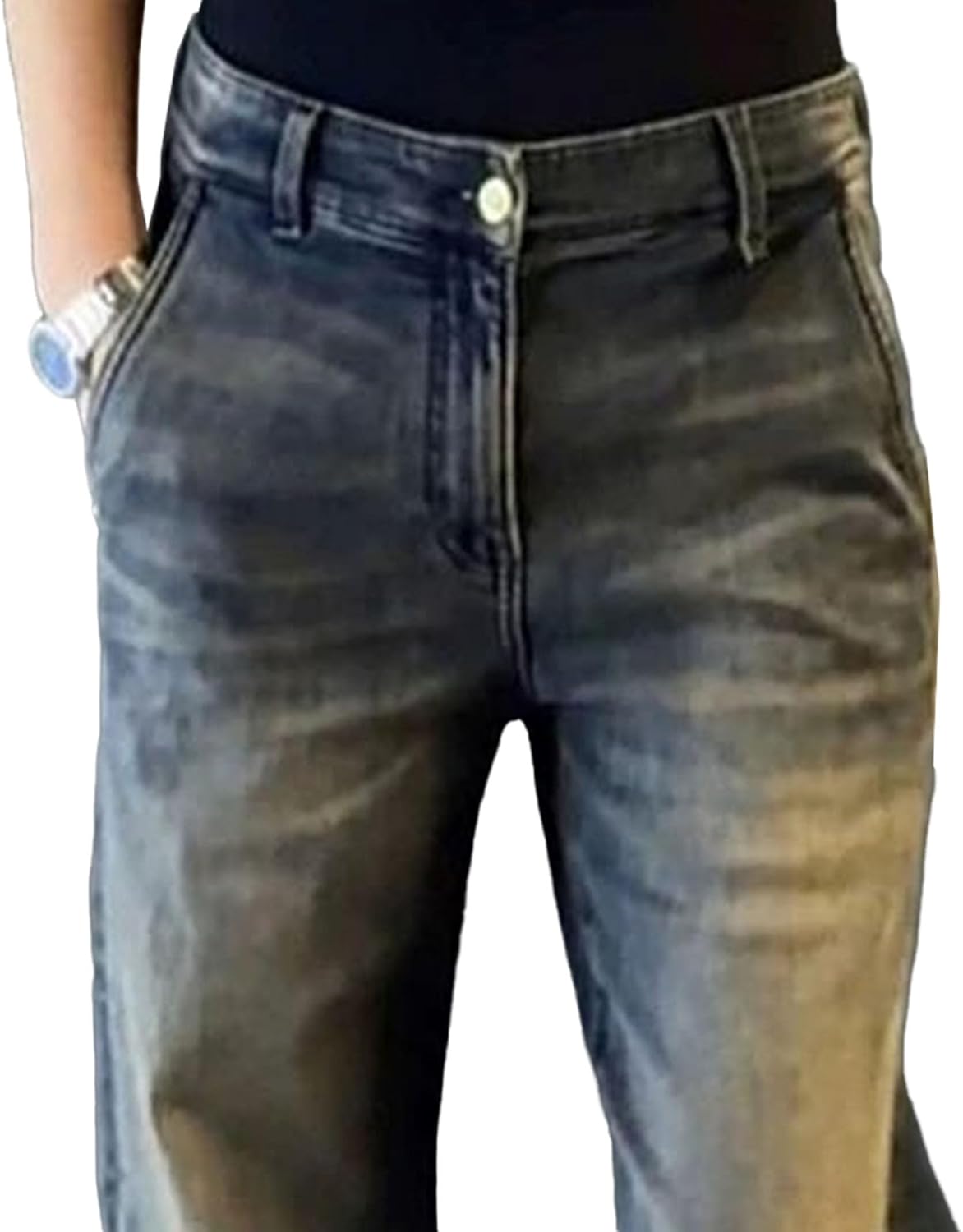 Men Casual Stretch Straight Denim Pants Young Fashion High Street Jean Trousers Y2K Classic Micro Elastic Button Jeans