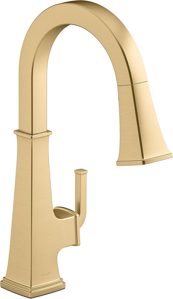 KOHLER 23830-2MB RIff Single-Handle, Kitchen Sink Faucet with Pull-Down Sprayer, Vibrant Brushed Moderne Brass by Kohler - Used condition