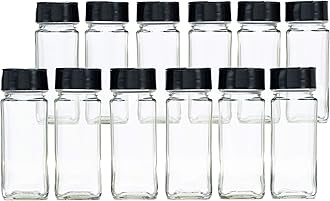 Vasukie Salt & Pepper Square Glass Spice Jar with Black Sifter Two Sided Sifter Cap,Masala jar Spice Container (Each Bottle 120ml) (10 Piece)