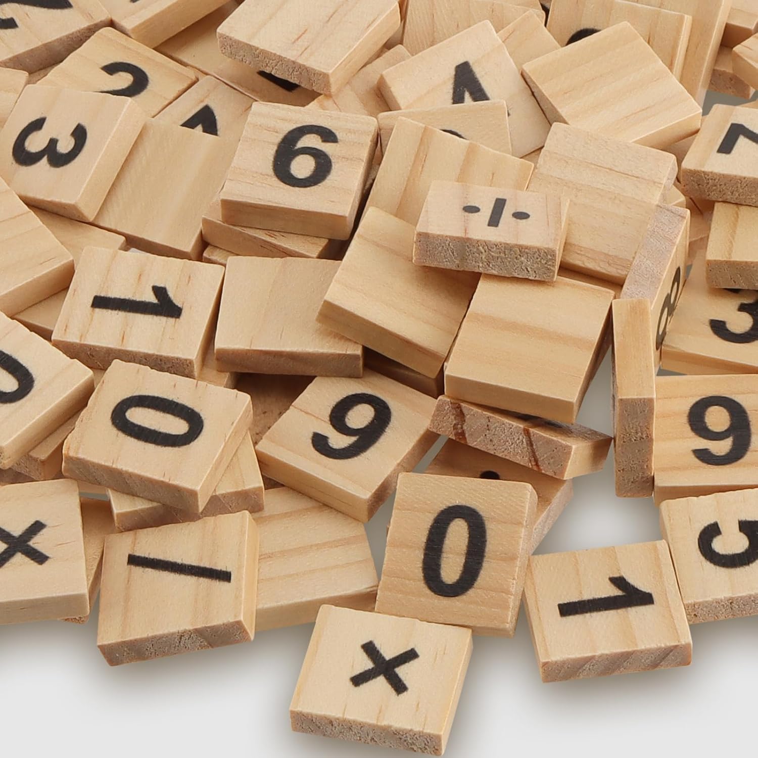 1200 PCS Small Wooden Number Tiles, Mini Wooden Number Symbol for DIY Craft, Home Decoration, Math Practise, 0.8 x 0.7 x 1/5 Inch